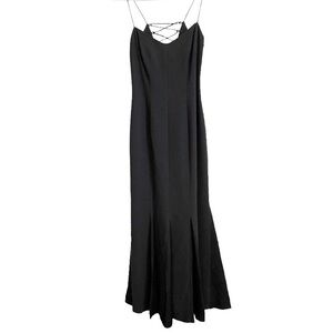 Vintage Andrea Polizzi Black Lace-Up Back Trumpet Mermaid Formal Maxi Dress Sz 6